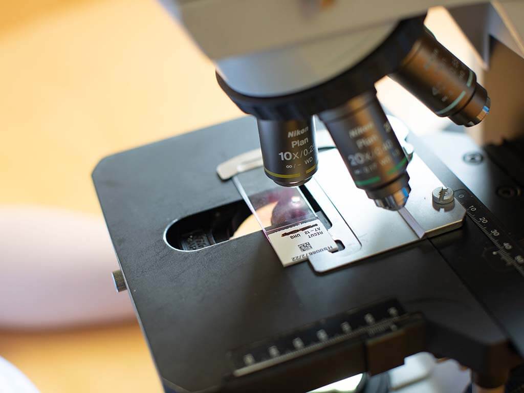 Close up on microscope